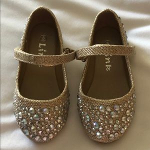 Toddler gold rhinestone flats
